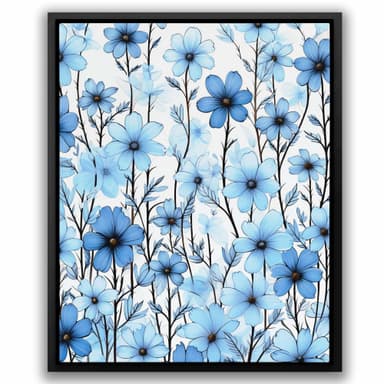 Blue canvas wall art prints in navy, teal, and cobalt tones